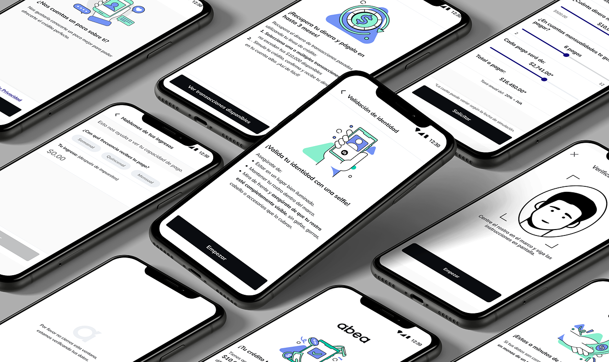 Abea onboarding screens isometric overview